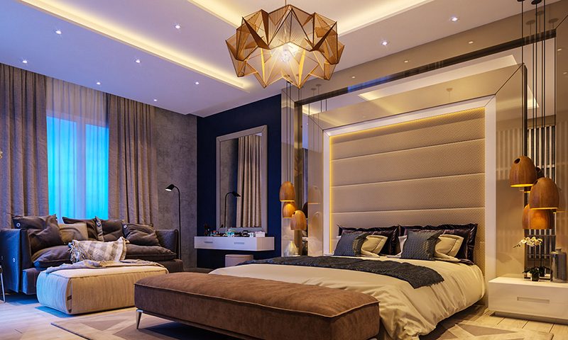 Thiết kế phòng ngủ sang trọng sử dựng ánh sáng dễ chịu