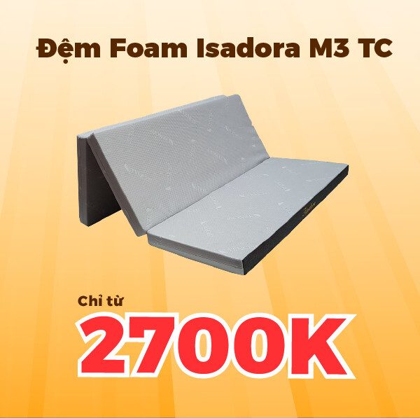 Giảm 40% Đệm Foam Isadora M3 TC 1802009F, giá khuyến mãi chỉ từ: 2700k