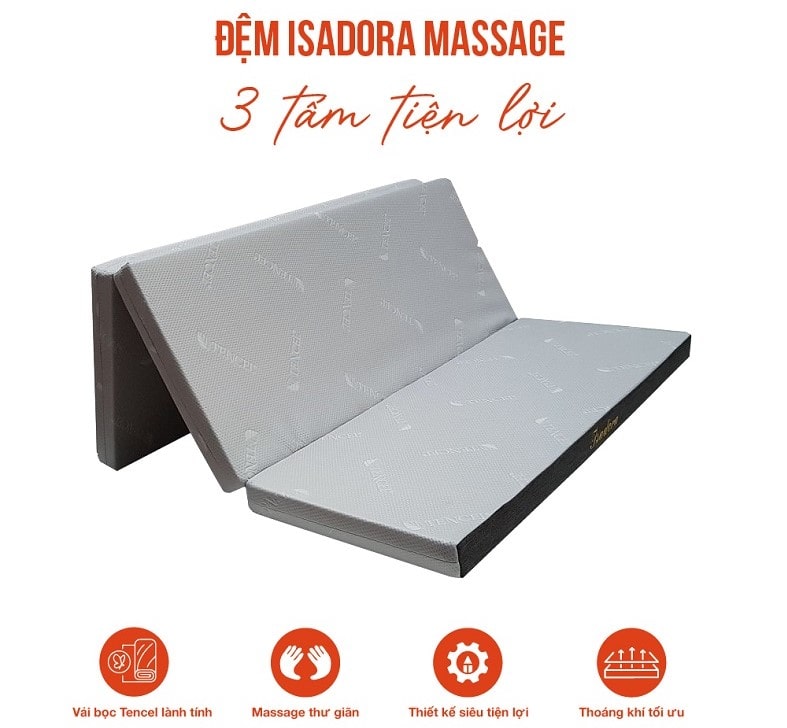 Đệm isadora 3 tấm massage có khả năng thoáng khí tối ưu