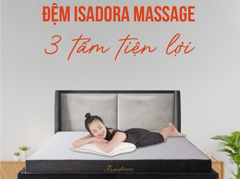 Đệm Isadora massage cải thiện lưu thông máu với các núm mát-xa phân bố đồng đều