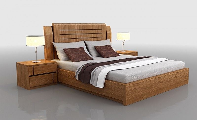 Giường gỗ tự nhiên chân thấp